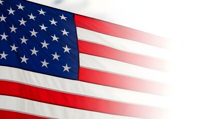 Obraz premium American flag waving in the wind with bright sunlight
