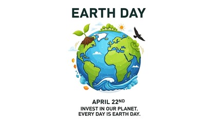 Earth Day Social Media Poster Featuring Save Nature, Protect Environment and Go Green Theme