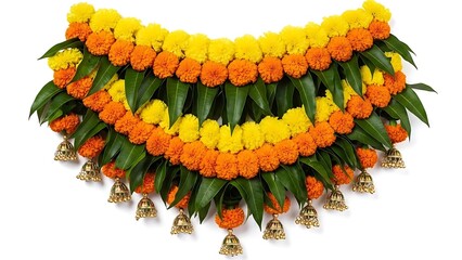 Ethnic Indian Marigold Toran Bandhanwar for Festive Door Decoration, Housewarming and Wedding Ceremony Decor