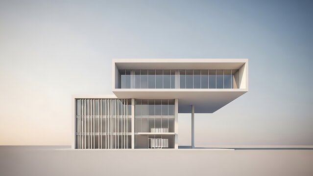 Modern house with large windows and cantilevered upper floor exterior