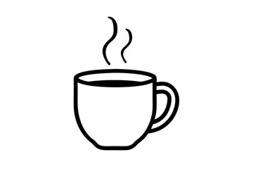 Simple Coffee Mug with Steam Icon &ndash; Hot Drink Line Symbol