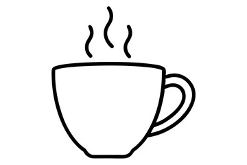 Simple Coffee Mug with Steam Icon &ndash; Hot Drink Line Symbol