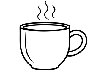 Simple Coffee Mug with Steam Icon &ndash; Hot Drink Line Symbol