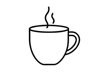 Simple Coffee Mug with Steam Icon &ndash; Hot Drink Line Symbol