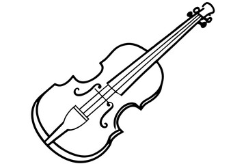 Violin Line Drawing Illustration &ndash; Classical Musical Instrument Outline