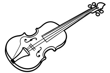 Violin Line Drawing Illustration &ndash; Classical Musical Instrument Outline