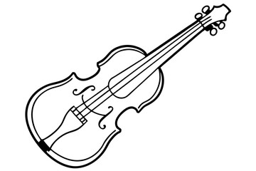 Violin Line Drawing Illustration &ndash; Classical Musical Instrument Outline