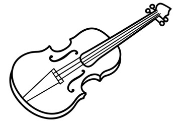 Violin Line Drawing Illustration &ndash; Classical Musical Instrument Outline