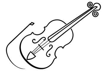 Violin Line Drawing Illustration &ndash; Classical Musical Instrument Outline