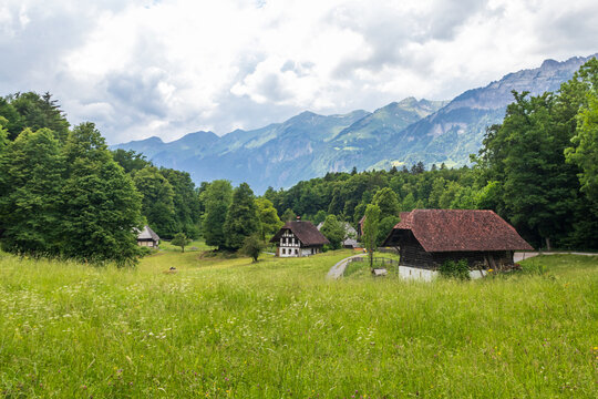 View of Open-Air-Museum Ballenberg in Brienz, Switzerland