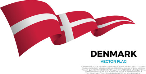 Flag of Denmark. Danish and North European Culture. Shining flag with realistic shadows waving in three layers. The elegant curves and realistic shading create a sense of motion