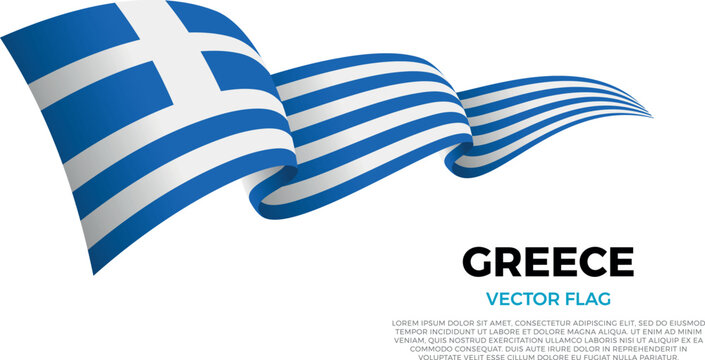 Flag of Greece. Greek and Mediterranean Culture. Shining flag with realistic shadows waving in three layers. The elegant curves and realistic shading create a sense of motion