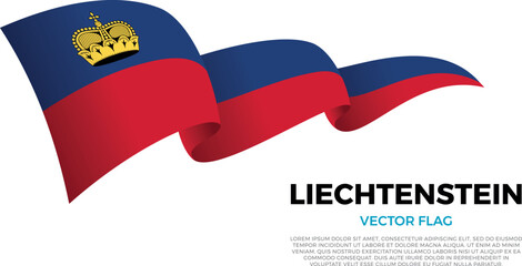 Fototapeta premium Flag of Liechtenstein. Liechtensteiner and European Culture. Shining flag with realistic shadows waving in three layers. The elegant curves and realistic shading create a sense of motion
