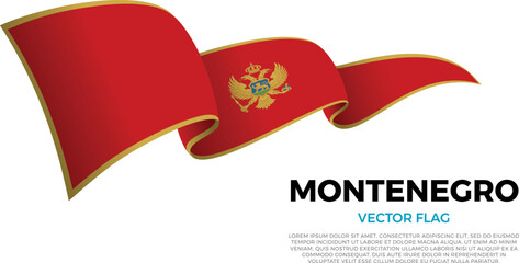 Flag of Montenegro. Montenegrin and European Culture. Shining flag with realistic shadows waving in three layers. The elegant curves and realistic shading create a sense of motion