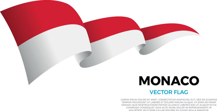 Flag of Monaco. Monegasque and Mediterranean Culture. Shining flag with realistic shadows waving in three layers. The elegant curves and realistic shading create a sense of motion