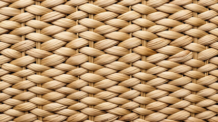 Close-up of thick woven natural wicker or rope basket texture