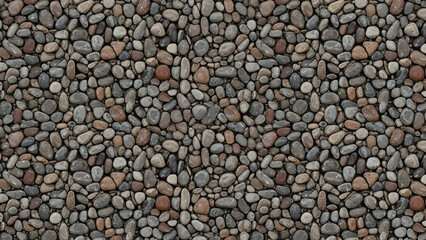 Seamless texture of dark gray and brown river or beach pebbles