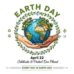 Environmental Awareness Earth Day Design with Green Earth and Sustainable Living Concept