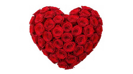 Heart shape made of red roses isolated on transparent background