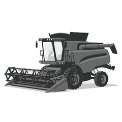 Combine Harvester as a simple single icon logo, line art, vector illustration , isolated on transparent background 