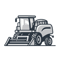 Combine Harvester as a simple single icon logo, line art, vector illustration , isolated on transparent background 