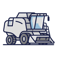 Combine Harvester as a simple single icon logo, line art, vector illustration , isolated on transparent background 