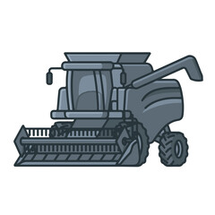 Combine Harvester as a simple single icon logo, line art, vector illustration , isolated on transparent background 