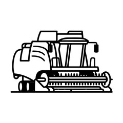 Combine Harvester as a simple single icon logo, line art, vector illustration , isolated on transparent background 