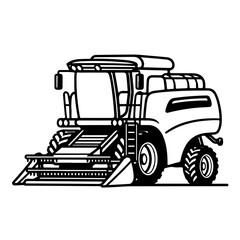 Combine Harvester as a simple single icon logo, line art, vector illustration , isolated on transparent background 