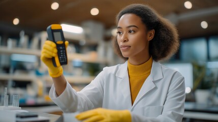A medical lab technician checking the pH of biological samples with a precision meter, wearing gloves and working in a sterile environment — clinical diagnostics, laboratory workflow, and