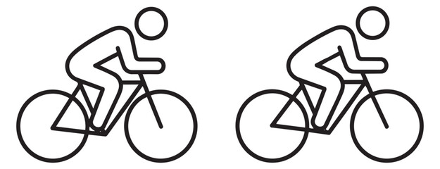Minimalist line art cyclist set featuring a person riding a bicycle for sport and transportation