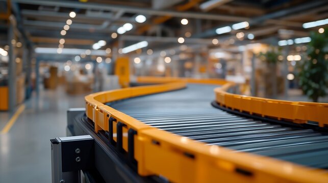 A maglev-driven conveyor line in an advanced manufacturing plant, components floating between stations without touching any mechanical parts &mdash; frictionless production, high-precision assembly, and