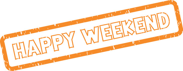 Happy Weekend stamp emblem with vintage grunge effect texture for celebratory messages