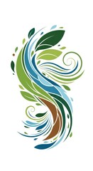 Obraz premium Stylized natural elements form an ascending and swirling decorative motif