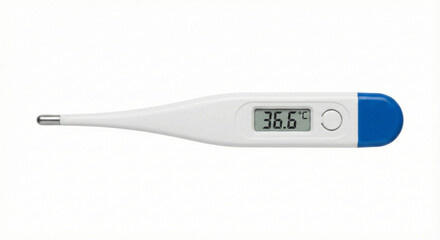 Digital Thermometer Isolated on Pure White Background for Medical Healthcare Concept
