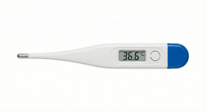 Digital Thermometer Isolated on Pure White Background for Medical Healthcare Concept
