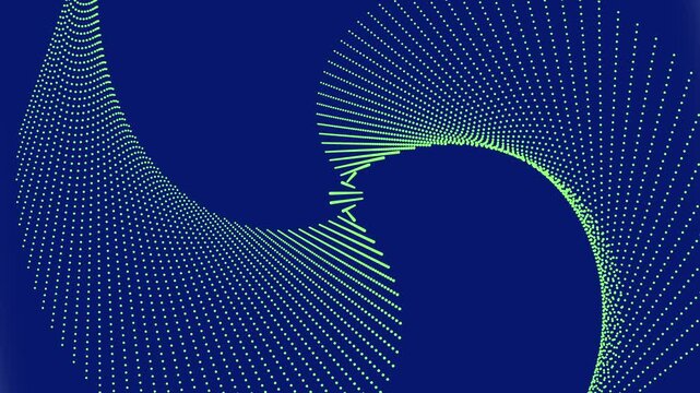 Overlap spiral geometric abstract swirling green lines and dots create a modern vibrant pattern. Suitable for backgrounds, digital designs, and modern design projects.