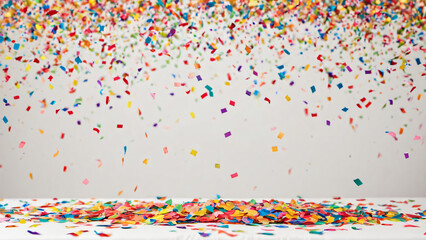 Vielzahl von buntem Konfetti das durch die Luft f&auml;llt