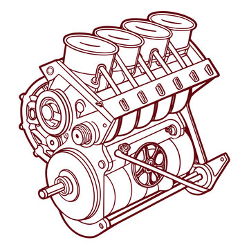 Illustrated v8 engine diagram
