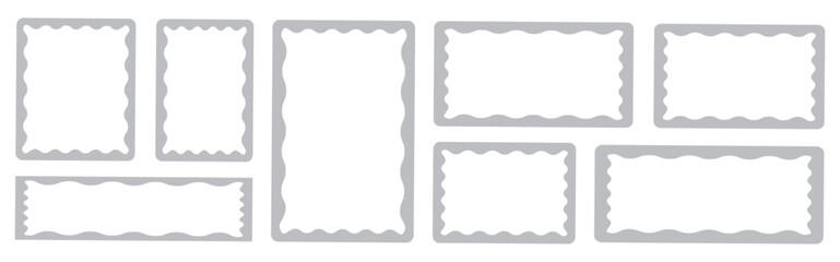 Postage stamp borders set vector. Photo and Picture Frame Colorful border Vector Set. Vector Jagged Geometric Rectangular. 