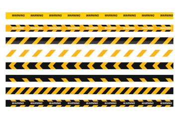 Warning tape collection with black and yellow stripes