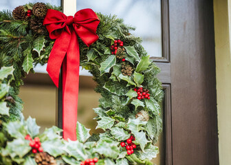 a wreath on a door
