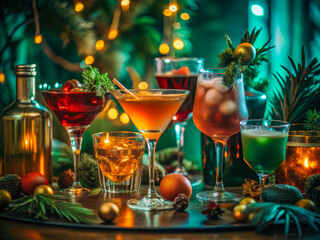 a variety of cocktails on a table