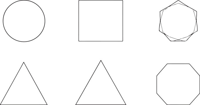Simple geometric shapes including a circle square triangle and octagon geometry