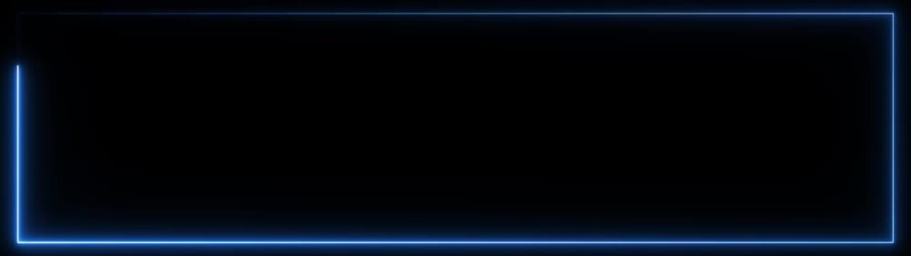 Glowing neon rectangle frame icon animation on black background.