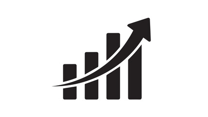A simple black and white graph illustrating growth and progress with an upward trend arrow