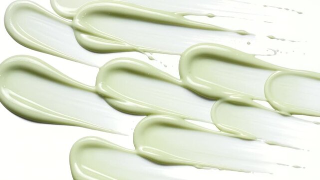 Green herbal cream smears for cosmetic formulation concept
