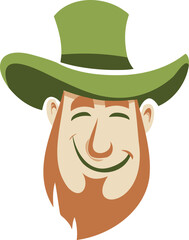 Leprechaun face with green hat, St Patrick&rsquo;s Day cartoon character vector