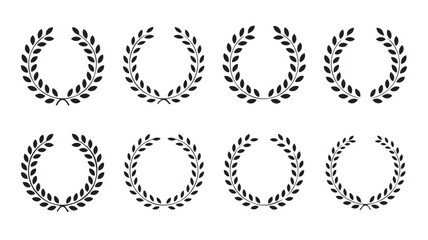 A minimalist vector illustration featuring various laurel wreaths in a clean and simple design