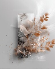 Nature elements and abstract textures collaged together digital artwork modern design minimalist environment aesthetic viewpoint